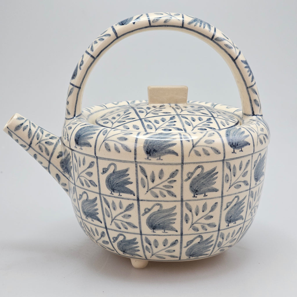 Swan teapot after William Morris. Height 6.5"
