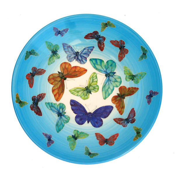 Dennis Chinaworks Butterfly on Blue Charger 10.5" - uk-art-pottery-test-site