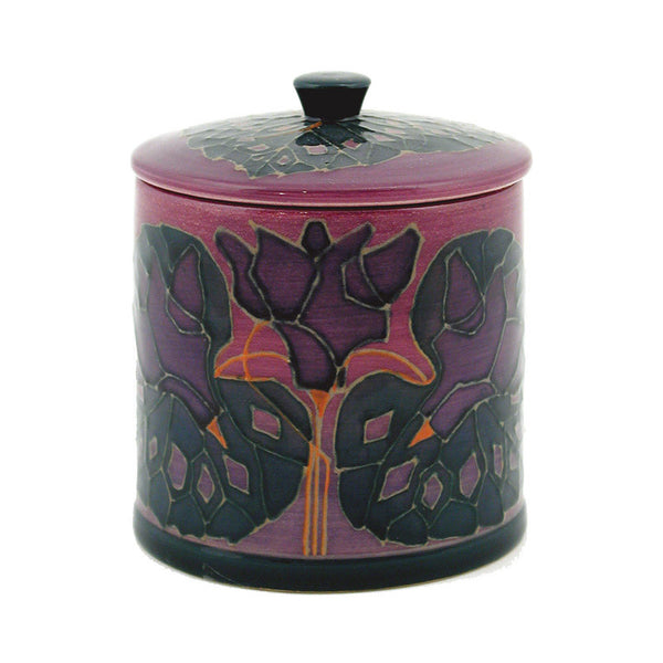 Dennis Chinaworks Cyclamen on Purple Lidded Box 3.75" - uk-art-pottery-test-site