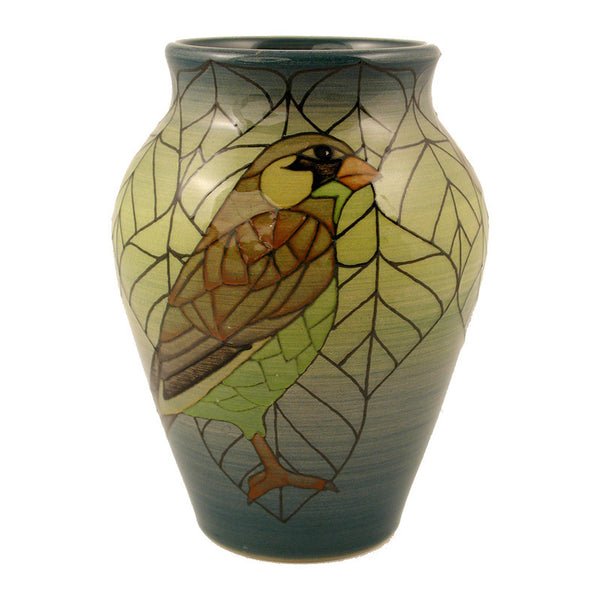 Dennis Chinaworks Finch Greenfinch Baluster 4.5" - uk-art-pottery-test-site