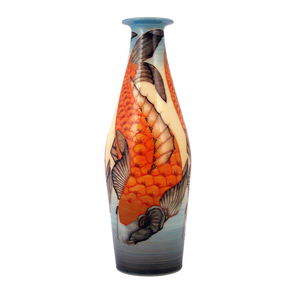Dennis Chinaworks Koi Carp Standard Bottle 13" - uk-art-pottery-test-site