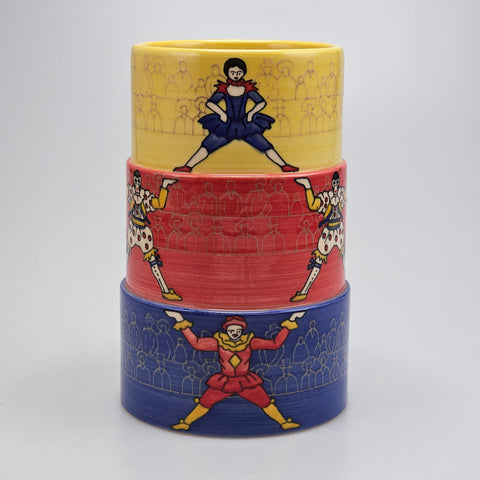 Dennis Chinaworks Stepped clown trial vase 21.5cm