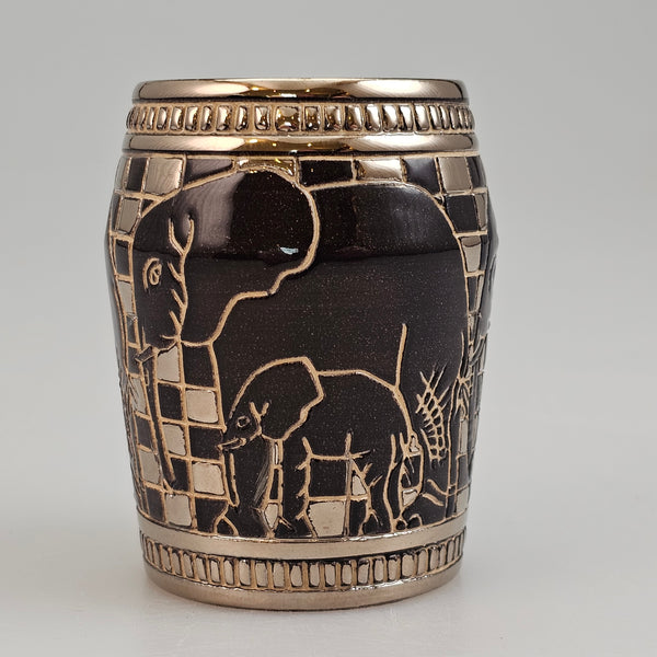 Dennis Chinaworks Elephant African Lustre Barrel 3"