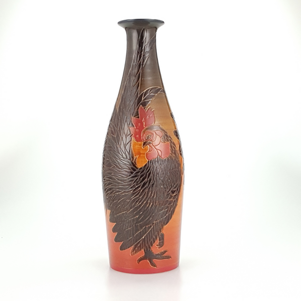 Dennis Chinaworks Cockerel Black Bottle Trial vase 15.5"