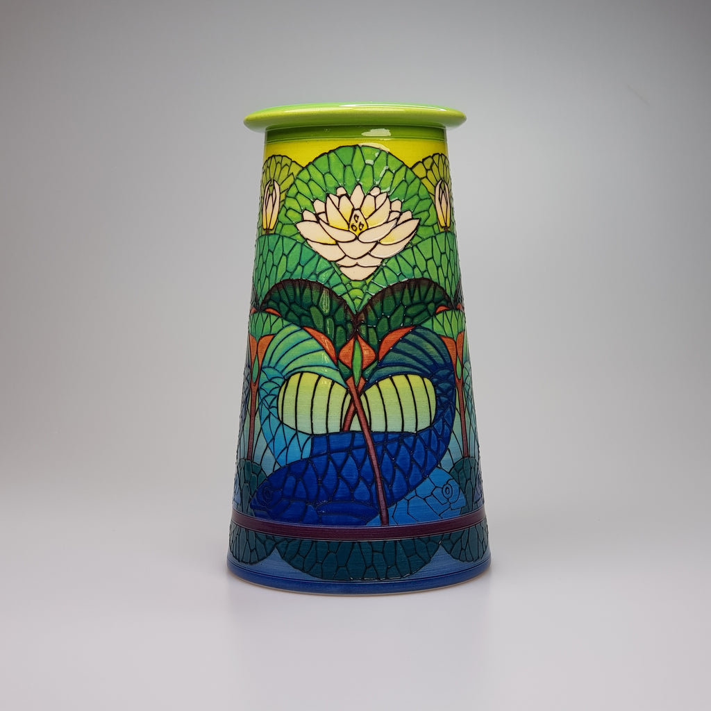 Dennis Chinaworks Fish and Waterlily Conical 5" - uk-art-pottery-test-site