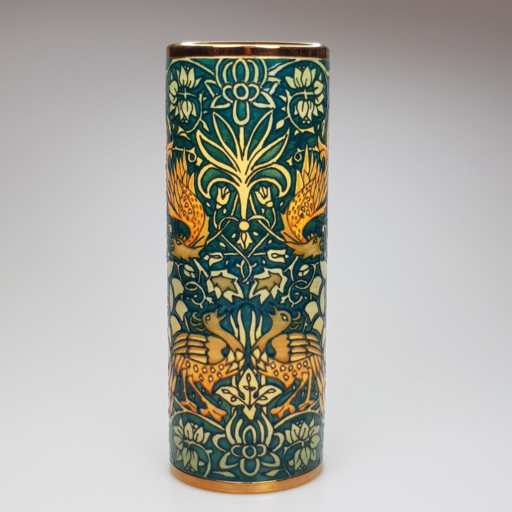 Sally Tuffin designed Morris Dragon & Peacock  10" Spill Vase - uk-art-pottery-test-site