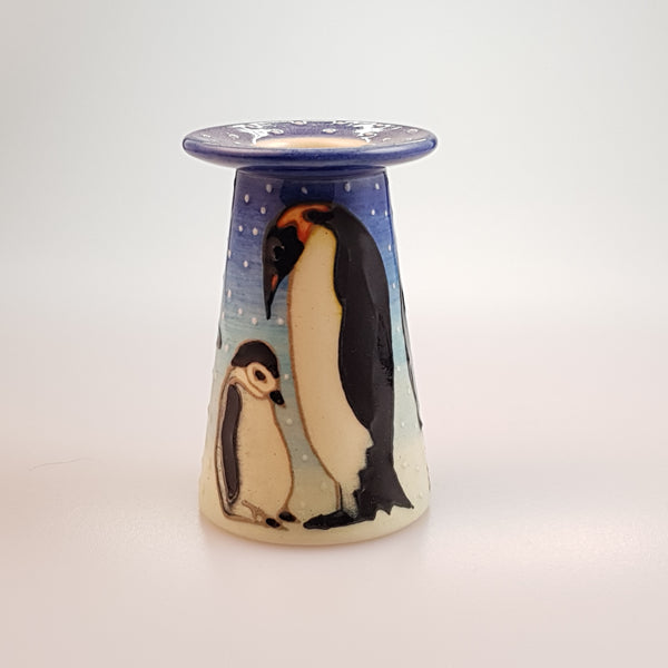 Dennis Chinaworks Penguin On light blue Conical 3" - uk-art-pottery-test-site