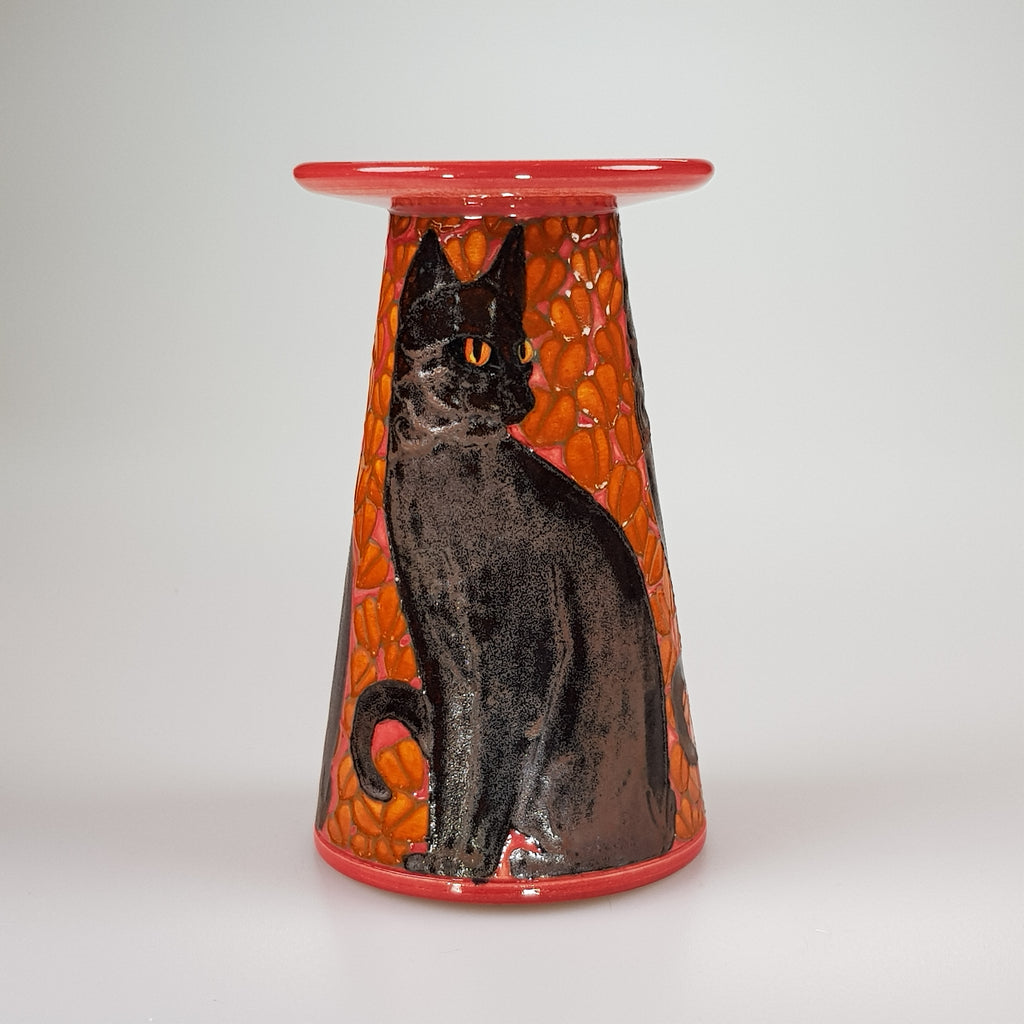Dennis Chinaworks Cat Black Conical 5" - uk-art-pottery-test-site