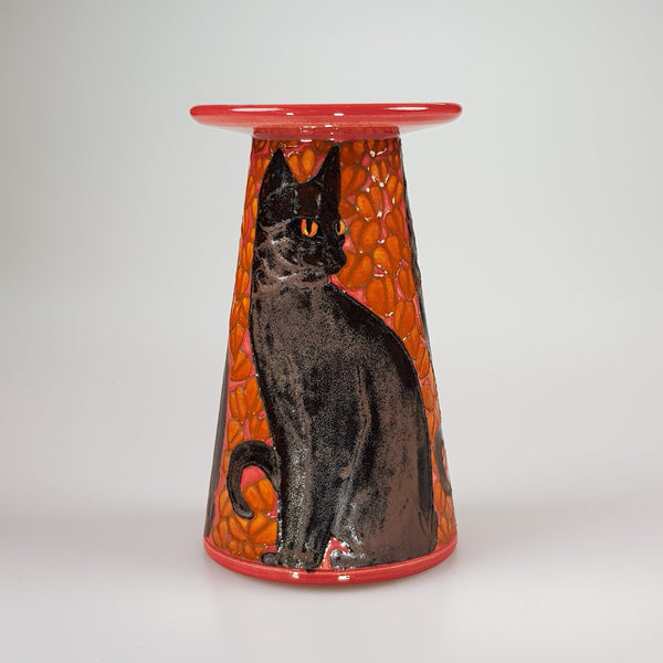 Dennis Chinaworks Cat Black Conical 5" - uk-art-pottery-test-site