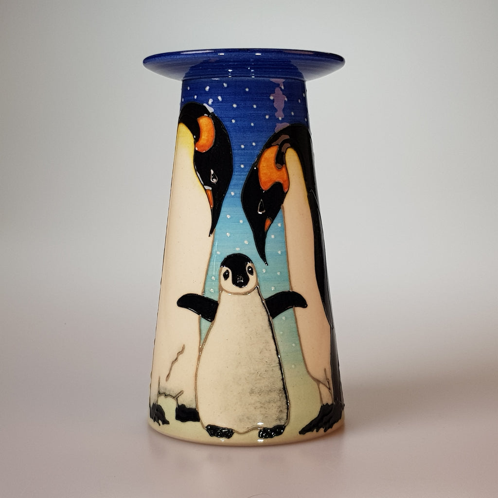 Dennis Chinaworks Penguin On light blue Conical 6" - uk-art-pottery-test-site
