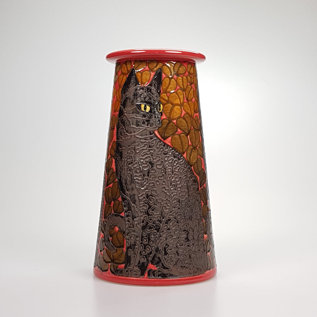 Dennis Chinaworks Cat Black Conical 12" - uk-art-pottery-test-site
