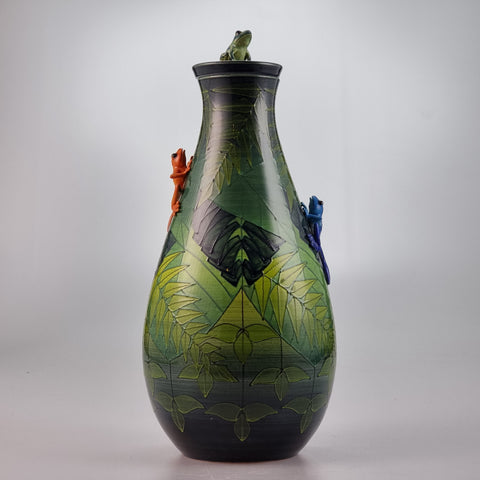 Dennis Chinaworks Frog Tree Flask 14"