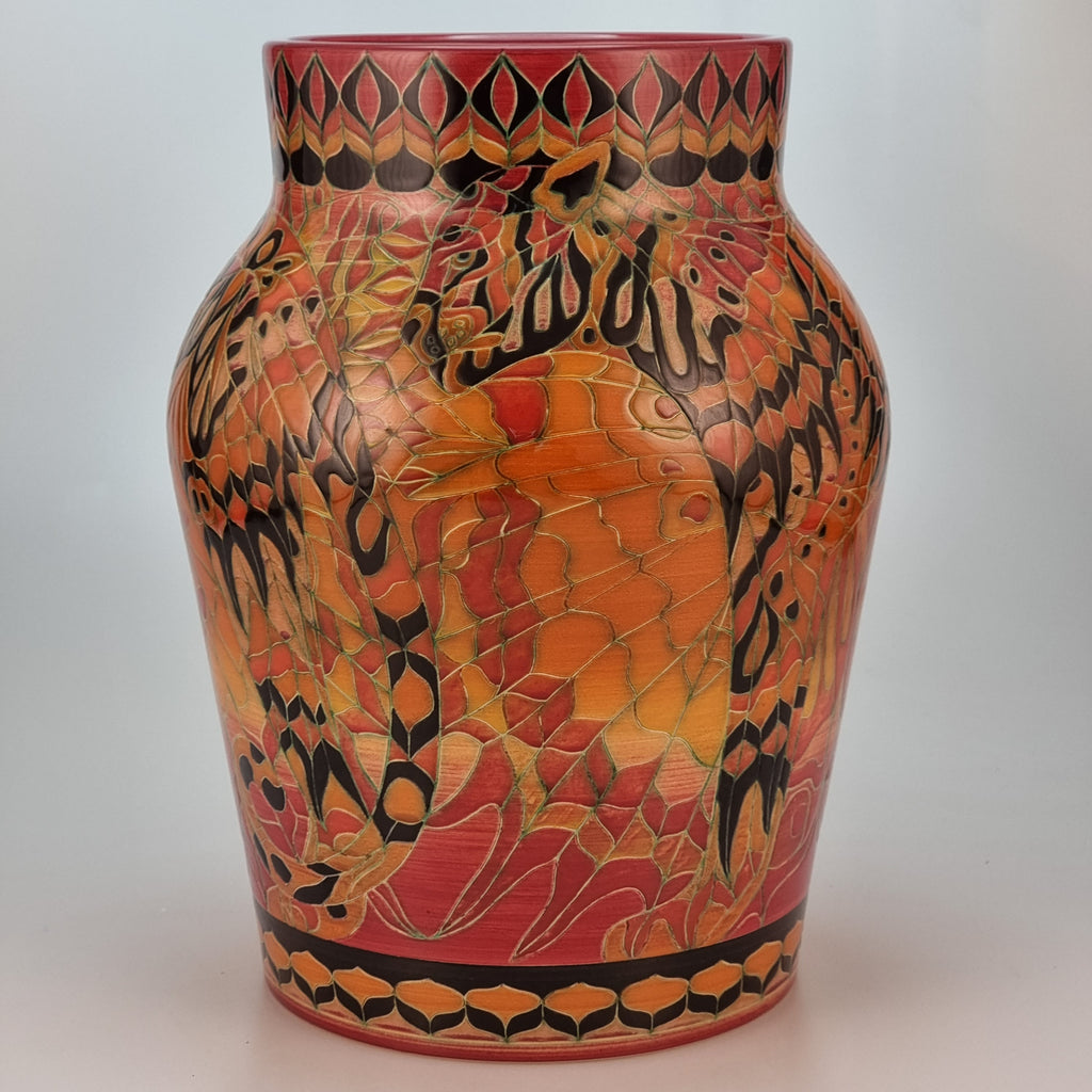 Metomorphosing Leopard vase designed by Sally Tuffin for the Dennis Chinaworks 1/1