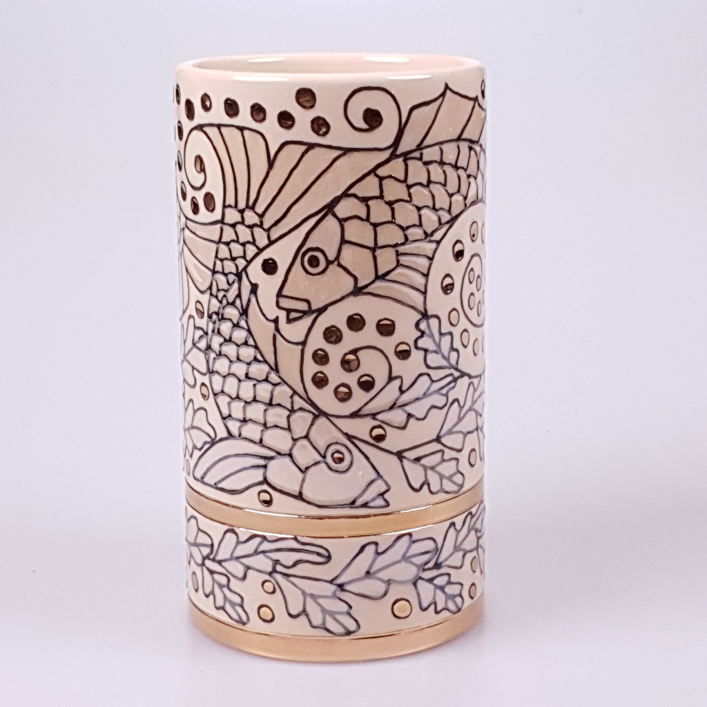 Lustred Fish & Seaweed vase