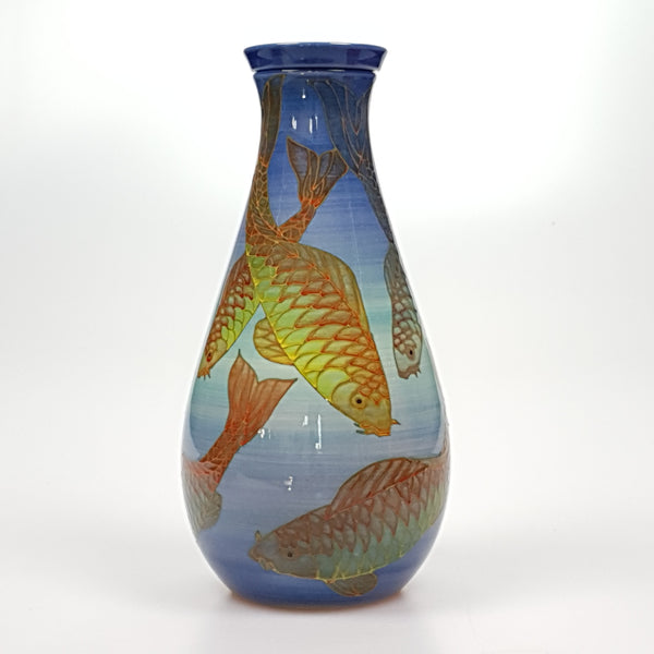 Sally Tuffin designed Dennis Chinaworks Carp lidded Flask 10"