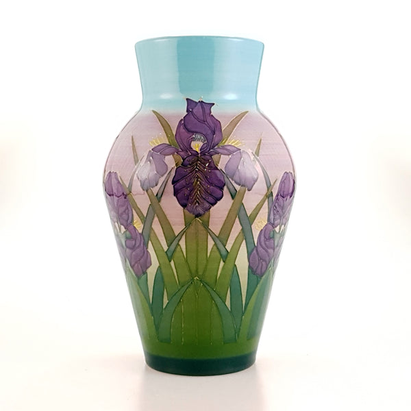 Dennis Chinaworks Iris on Blue Baluster 10"