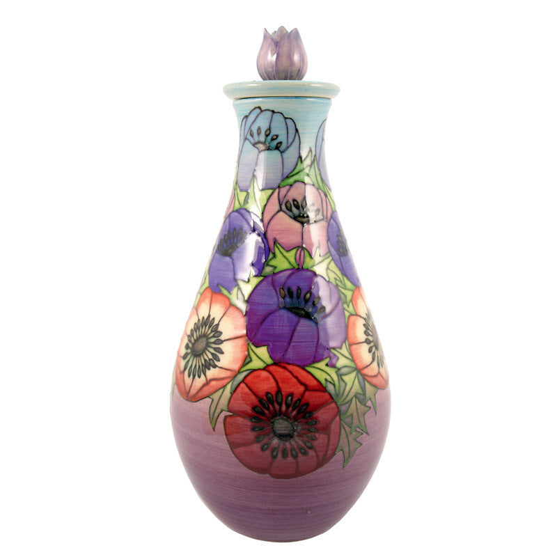 Dennis Chinaworks Anemone Blue Flask 9.5" - uk-art-pottery-test-site