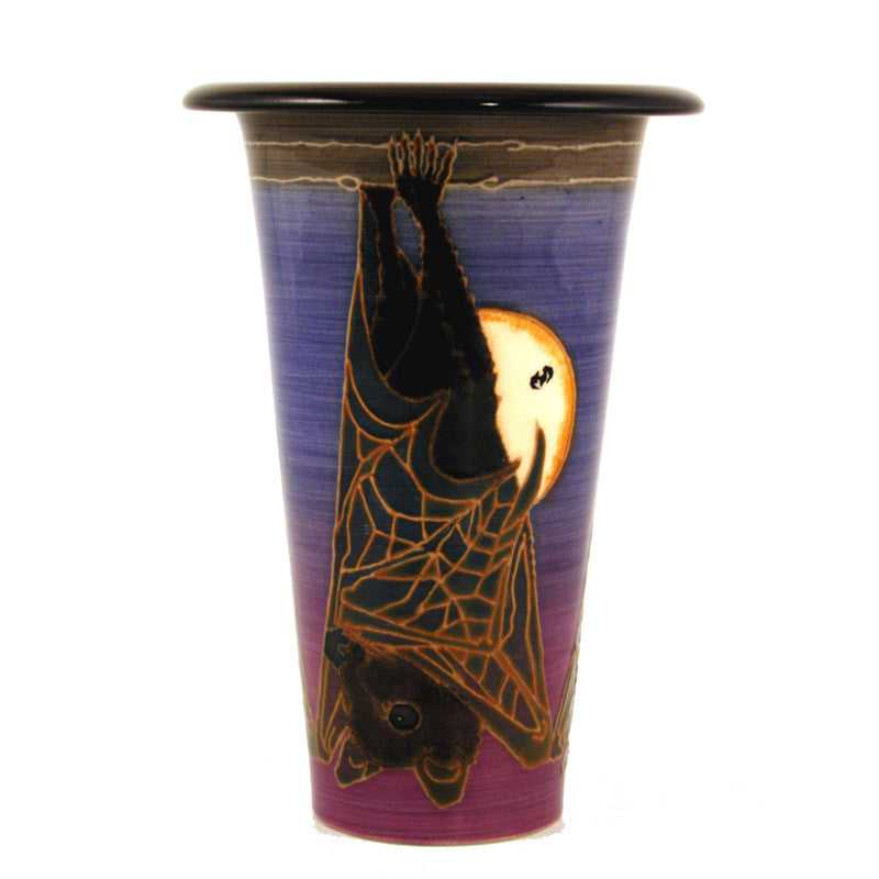 Dennis Chinaworks Bat Moon Rising Flute 6" - uk-art-pottery-test-site