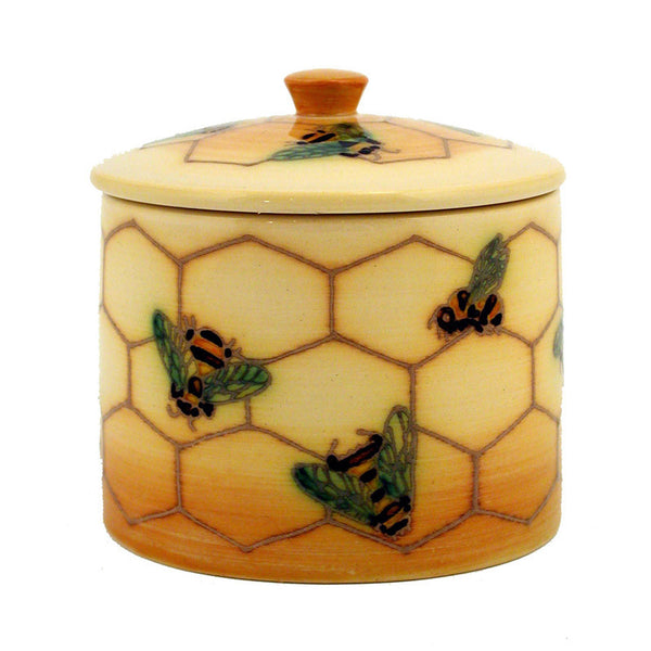 Dennis Chinaworks Bee on Ivory Barrel 4" - uk-art-pottery-test-site
