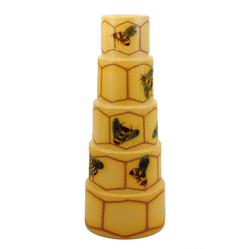 Dennis Chinaworks Bee on Ivory Candlestick 8.5" - uk-art-pottery-test-site