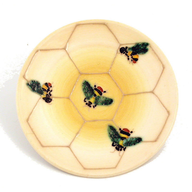 Dennis Chinaworks Bee on Ivory Roundel 6" - uk-art-pottery-test-site