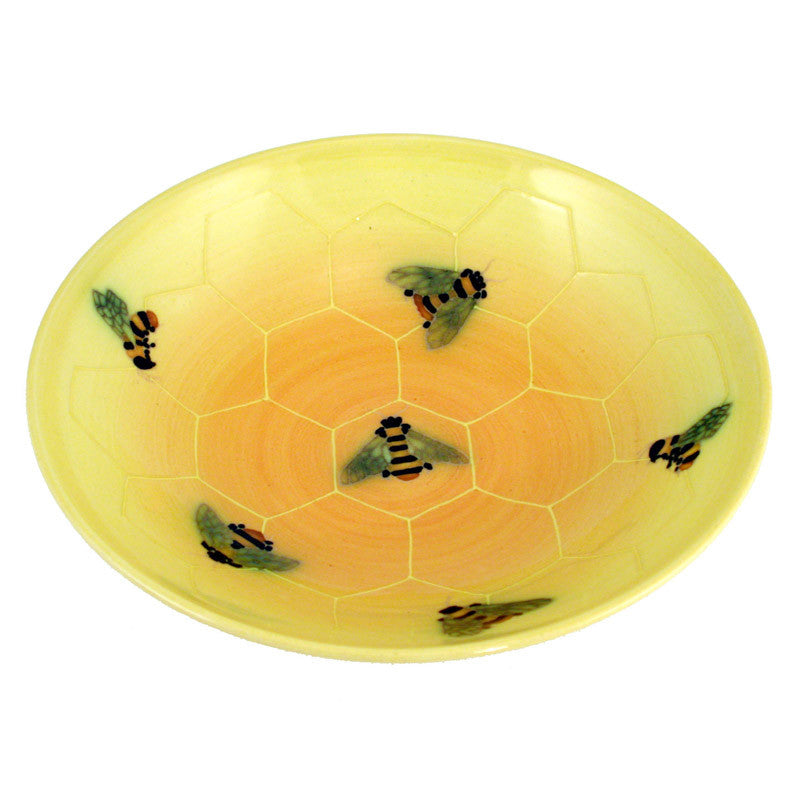 Dennis Chinaworks Bee on Yellow Bowl 9" - uk-art-pottery-test-site