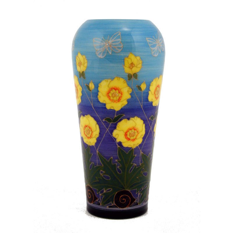 Dennis Chinaworks Buttercup on Blue Ovoid 9" - uk-art-pottery-test-site