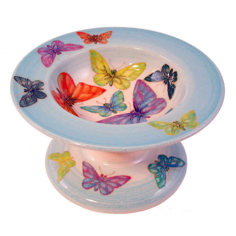 Dennis Chinaworks Butterfly on Blue Tazza 8" - uk-art-pottery-test-site