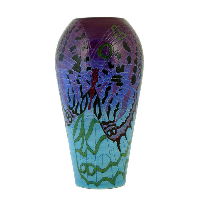 Dennis Chinaworks Butterfly on Purple Ovoid 10" - uk-art-pottery-test-site