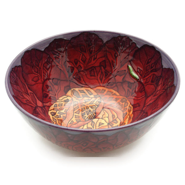 Dennis Chinaworks Cabbage on Red Bowl 9" - uk-art-pottery-test-site