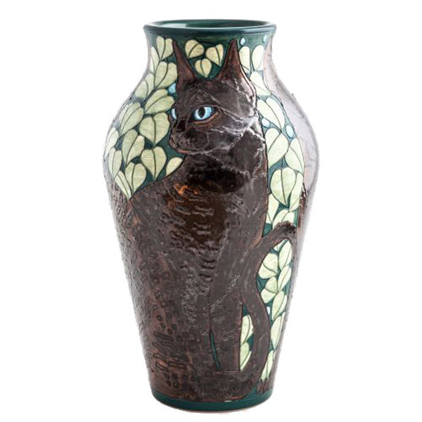 Dennis Chinaworks Cat Black Baluster 14" - uk-art-pottery-test-site