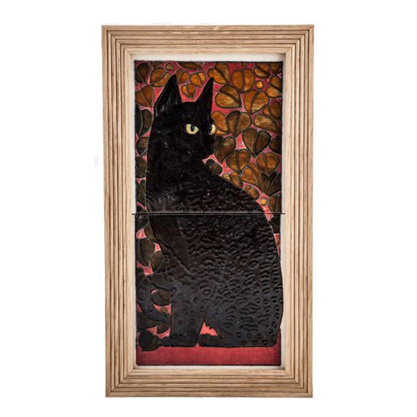 Dennis Chinaworks Cat Black Tile 14" - uk-art-pottery-test-site