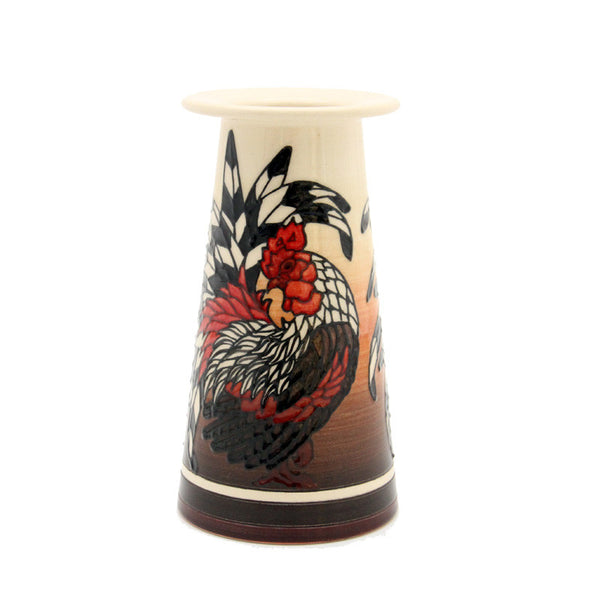 Dennis Chinaworks Cockerel on Black Conical 6" - uk-art-pottery-test-site