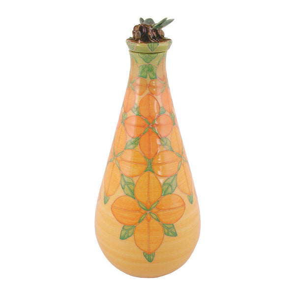 Dennis Chinaworks Dogwood on Yellow Flask 8.5" - uk-art-pottery-test-site