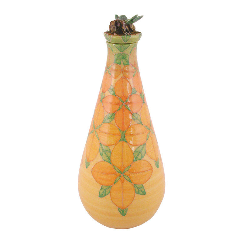 Dennis Chinaworks Dogwood on Yellow Flask 8.5" - uk-art-pottery-test-site