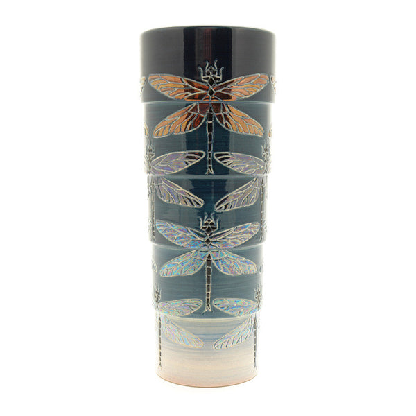 Dennis Chinaworks Dragonfly Quink Lustre Sidestep 9.25" - uk-art-pottery-test-site