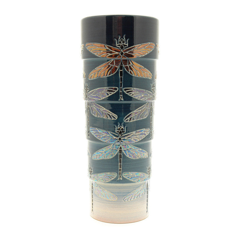Dennis Chinaworks Dragonfly Quink Lustre Sidestep 9.25" - uk-art-pottery-test-site