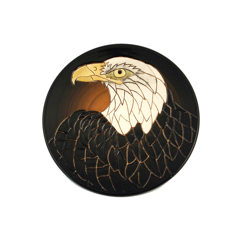 Dennis Chinaworks Eagle on Black Roundel 6" - uk-art-pottery-test-site