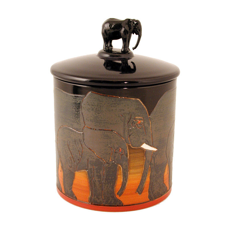 Dennis Chinaworks Elephant African Lidded Box 6" - uk-art-pottery-test-site