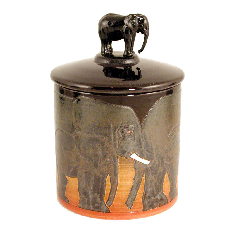 Dennis Chinaworks Elephant African Lidded Box 4.5" - uk-art-pottery-test-site