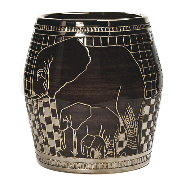 Dennis Chinaworks Elephant African Lustre Barrel 8" - uk-art-pottery-test-site