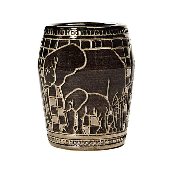 Dennis Chinaworks Elephant African Lustre Barrel 3" - uk-art-pottery-test-site