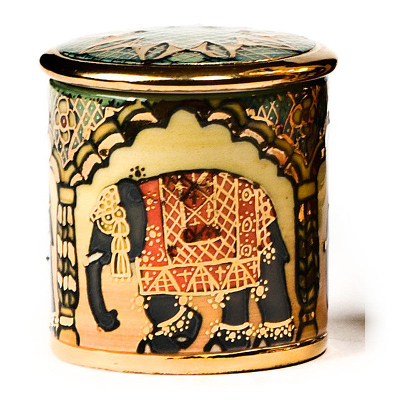Dennis Chinaworks Elephant Indian Lustred Lidded Box 2.5" - uk-art-pottery-test-site