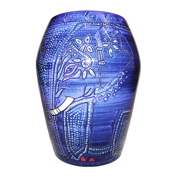 Dennis Chinaworks Elephant Indian red blue or grey Barrel 6" - uk-art-pottery-test-site