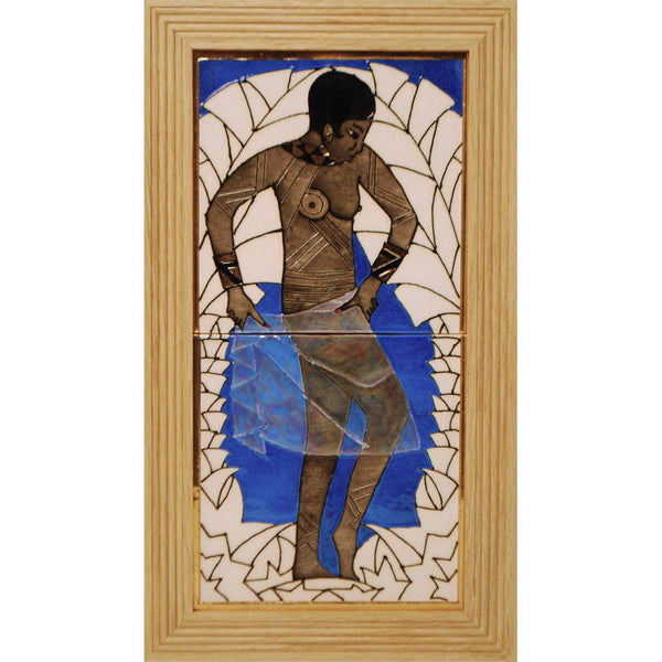 Dennis Chinaworks Fashion Josephine Baker Blue Tile 14" - uk-art-pottery-test-site