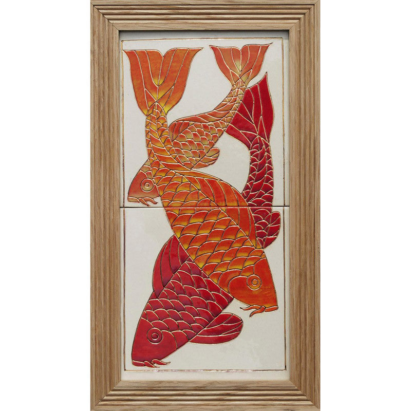 Dennis Chinaworks Fish Carp Lustre Tile 14" - uk-art-pottery-test-site