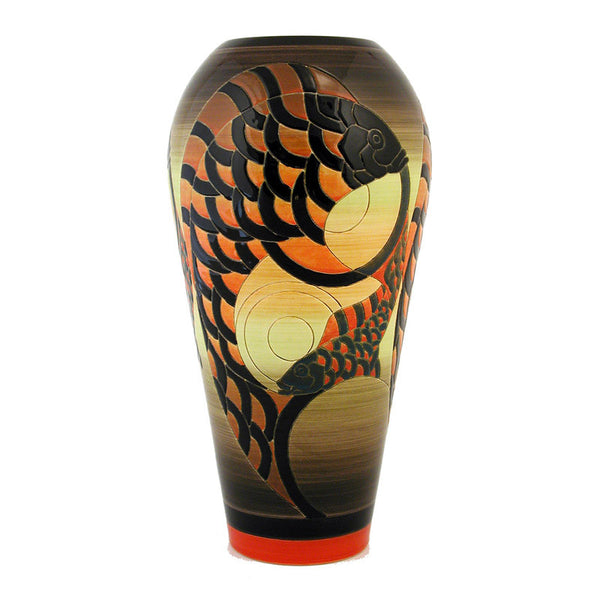 Dennis Chinaworks Fish Geometric Ovoid 12.5" - uk-art-pottery-test-site