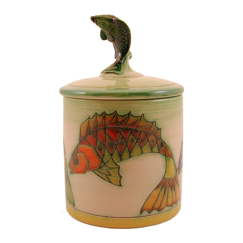 Dennis Chinaworks Fish Zigzag 2006 Lidded Box 4.5" - uk-art-pottery-test-site