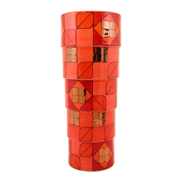 Dennis Chinaworks Flower Red Lustre Sidestep 9.25" - uk-art-pottery-test-site
