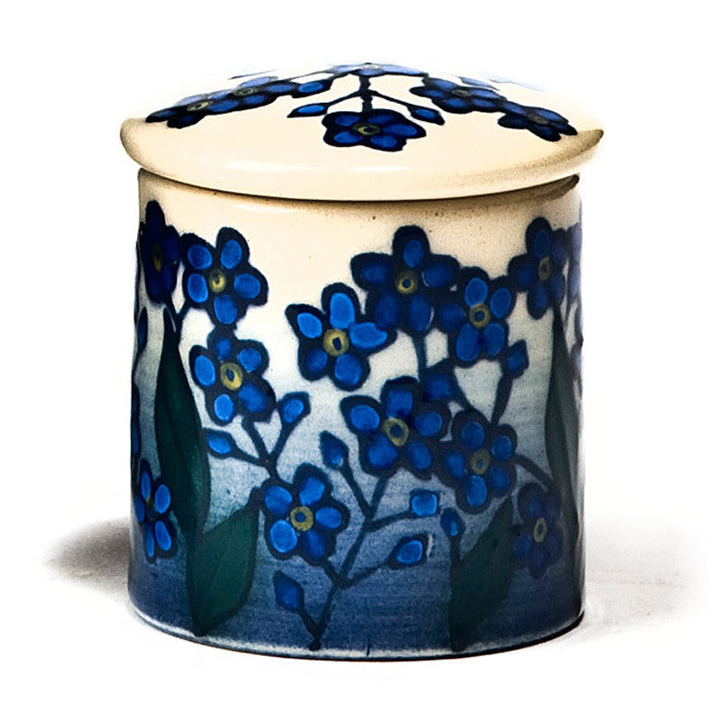 Dennis Chinaworks Forget-me-not Blue on white Lidded Box 2.5" - uk-art-pottery-test-site